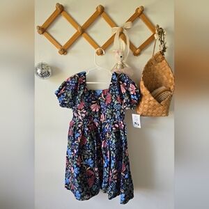 SOLD 🔥 - Draper James Blue and Pink Ruched Puff Sleeve Sundress